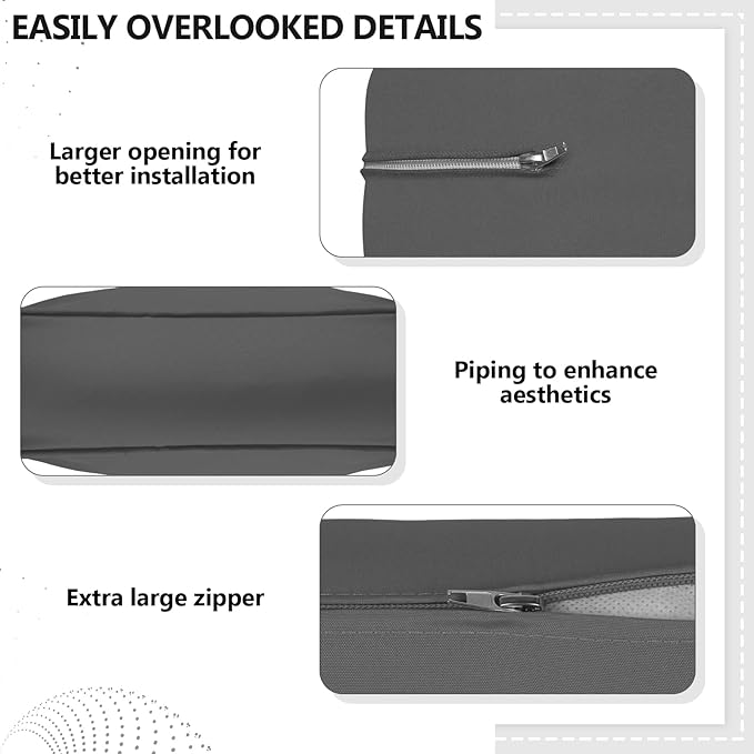 14 Piece Outdoor Patio Waterproof Cushion Covers, Fits 6-Seat Wicker Rattan Sectional Couch Chair Furniture Cover Replacement Set - Fade-Resistant Patio Cushion Covers with Zipper