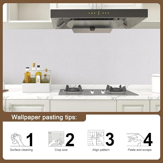 Beige Wallpaper Grasscloth Peel and Stick Wallpaper 15.7"x 1181" Fabric Contact