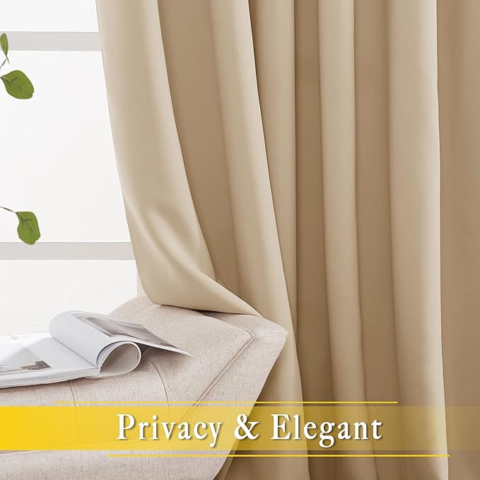 NICETOWN Room Darkening Extra Wide Curtain 102 inch Length, Grommet Thermal