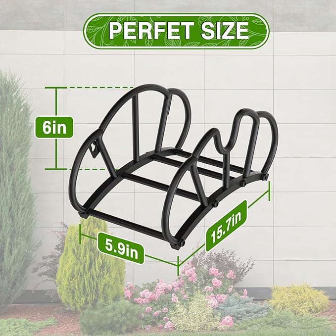 Qatsrin Super Stable Garden Hose Holder Wall Mount, Heavy Duty Water Hose holder Hanger Holds 125-Feet Hose, Metal Hose Storage Reel Rack Organizer for Outside Yard Lawn, 2 Pack