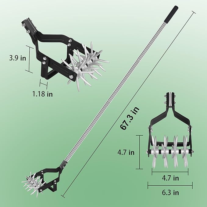 Rotary Cultivator, can Loosen Soil and Remove Weeds, a 2-in-1 Tilling Tool, with a 67-in Long Handle, Suitable for Tilling in Flower Beds, Planter Boxes, Vegetable Plots and Courtyards
