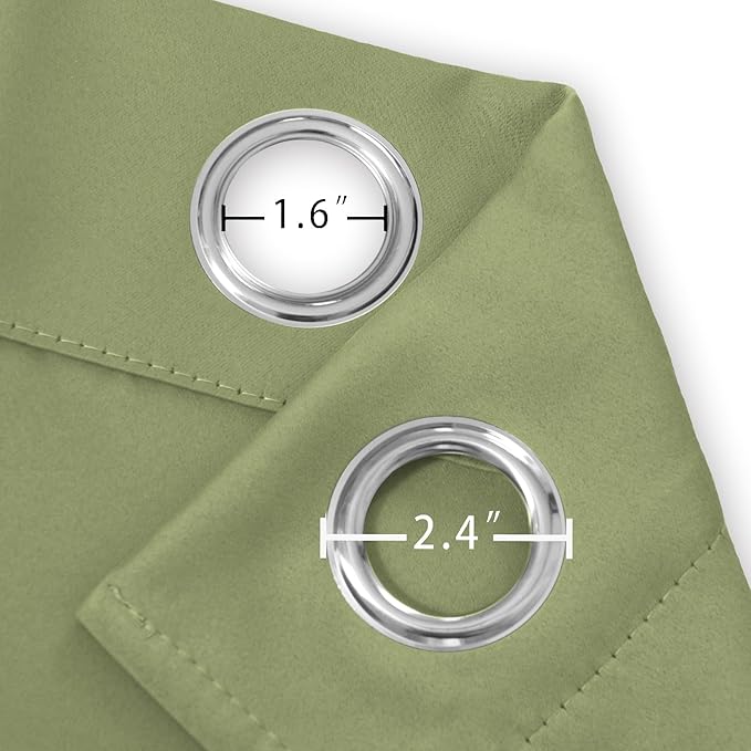 LEMOMO Sage Green Blackout Curtains 52 x 63 Inch Length/Set of 2 Curtain