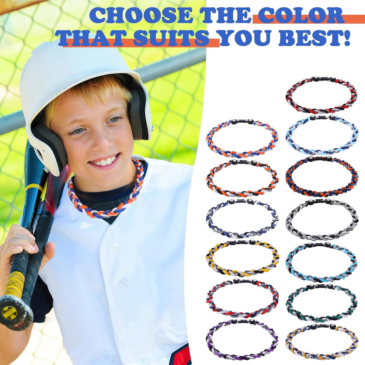 Willtok Premium Baseball Necklace - 18-Inch Nylon Tri-Braided Tornado Design