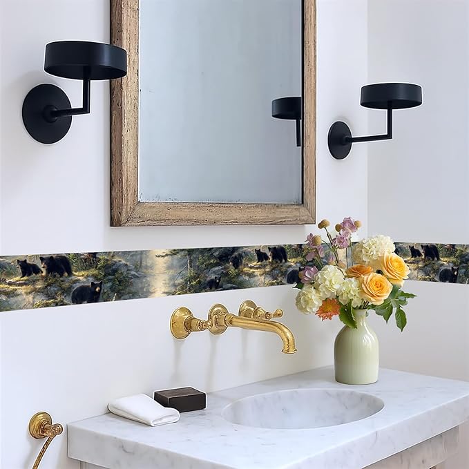 Black Bear Wallpaper Border 196x4 Inch Peel and Stick Wall Border Self Adhesive