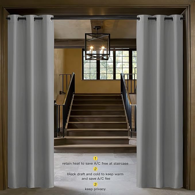 NICETOWN Silver Grey Doorway Curtain Privacy, Door Cover Curtain, Sound
