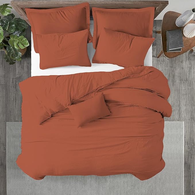 Kotton Culture 120"x120" 1 Pc Super King Plus/Super Oversize King Duvet Cover Only 100% Egyptian Cotton 600 TC Comforter Cover Zipper Closure & Corner Ties -Fits Only Extra Large Inserts -Burnt Orange