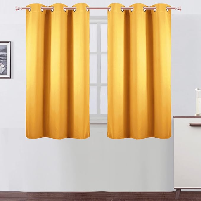LEMOMO Yellow Blackout Curtains 34 x 54 Inch Length/Set of 2 Curtain