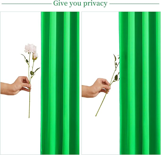 Green Backdrop Curtain for Parties Baby Shower Wrinkle Free Green Photo Curtains Backdrop Drapes Fabric Decoration for Birthday Party 5ft x 8ft,2 Panels