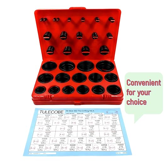 30 Size 382 Pcs Universal Metric SAE AS568 Nitrile Rubber(NBR) O Ring Assortment Kit for Various car Auto Hydraulic Faucet Plumbing Pressure Washer Air or Gas Sealing Repair