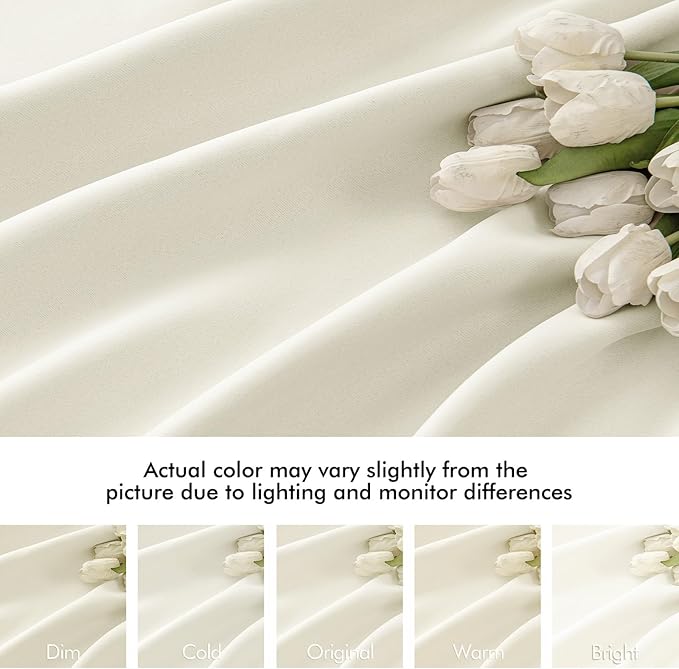 MIULEE Cream Back Tab Blackout Curtains 72 Inches Long 2 Panels Set