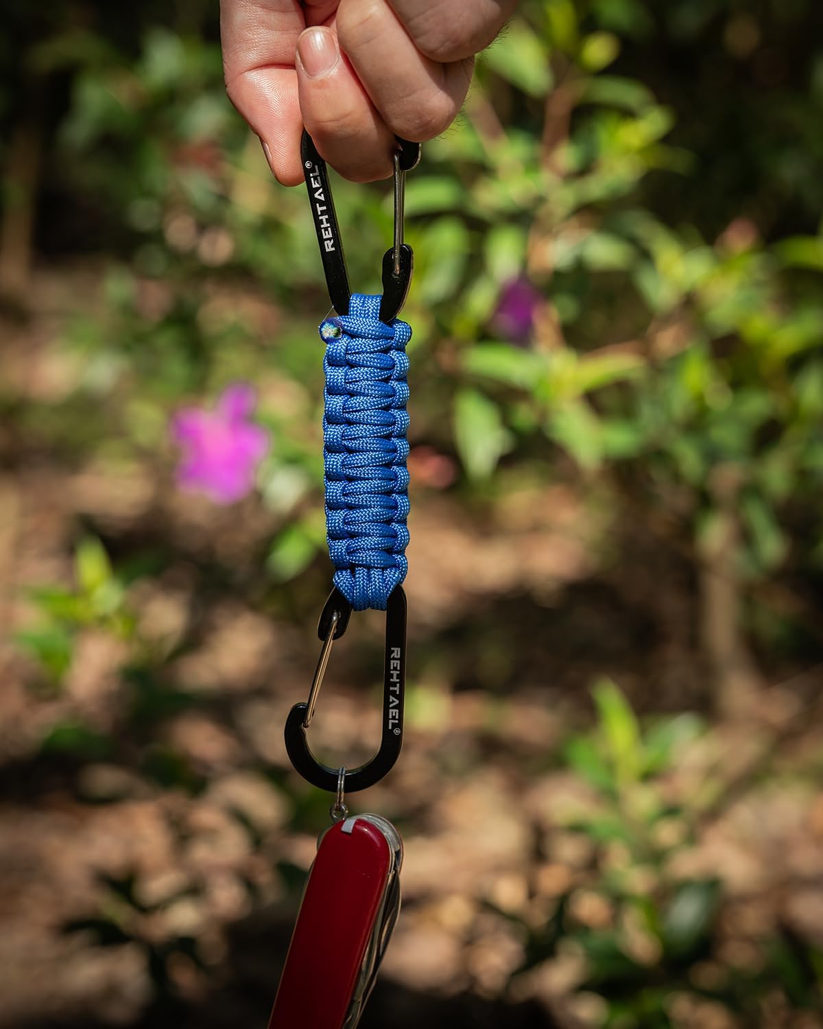 Paracord Braided Keychain Lanyard - Durable Carabiner Strap with 2 Clips for Water Bottles & Backpacks