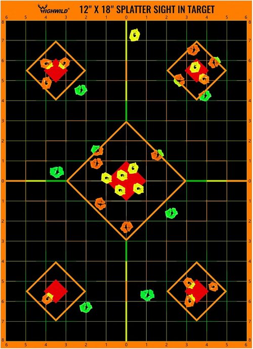 Highwild Sight in Splatter Paper Targets - Splash Effect of Multiple Colors - 12x18 Inch