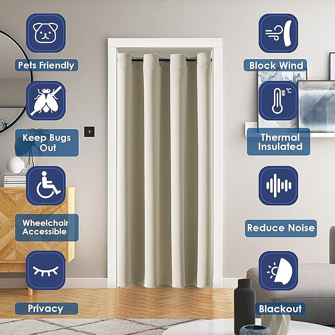 ChrisDowa Blackout Door Curtains