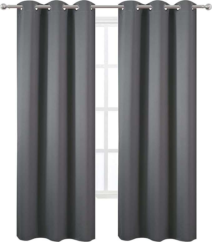 LEMOMO Frost Grey Thermal Blackout Curtains/42 x 95 Inch/Set of 2 Panels Room