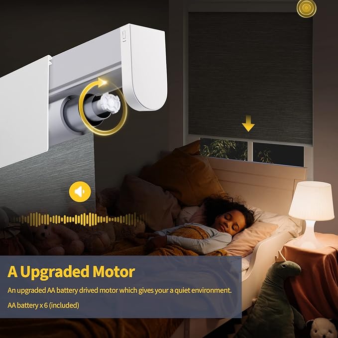 Motorized Blinds with Valance Cover Upgraded Smart Grasscloth Fabric Electric