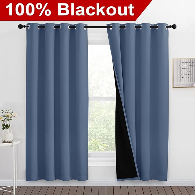 NICETOWN Full Shade Curtain Panels 78 inches Long, Pair of Energy Smart & Noise