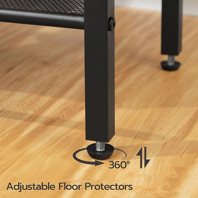 HOOBRO Side Tables Set of 2 with Charging Station and USB Port, Small End Tables for Small Space, 3-Tier Nightstands with Adjustable Shelf, for Living Room, Bedroom, Rustic Brown BF112BZP201
