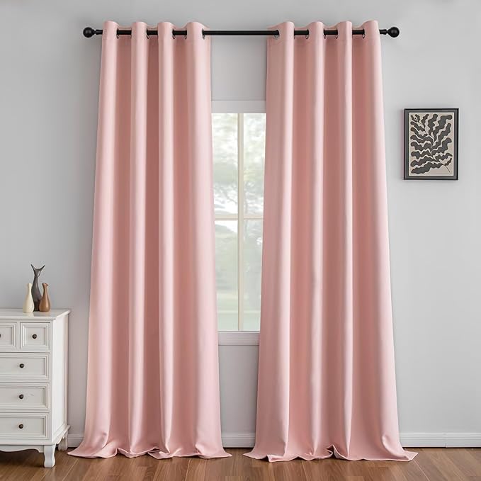 IGEMAEVE Gossamer Pink Curtains 108 Inch Length 2 Panels Set, Light Filtering