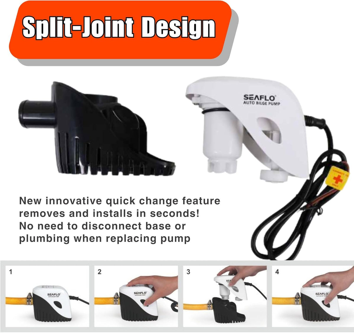SEAFLO 1100GPH Automatic Submersible Bilge Water Pump - Magnetic Float Switch | 4-Year Warranty