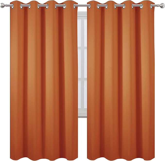 LEMOMO Orange Thermal Blackout Curtains/52 x 72 Inch/Set of 2 Panels Room