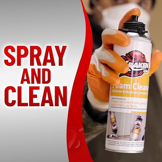 Kraken Bond Spray Foam Gun Cleaner - (24x12.3oz) Polyurethane Insulation Cleaner Spray, Dissolves Uncured Expanding Foam Cleaner Spray for Extended Tool Durability - 24 Pack