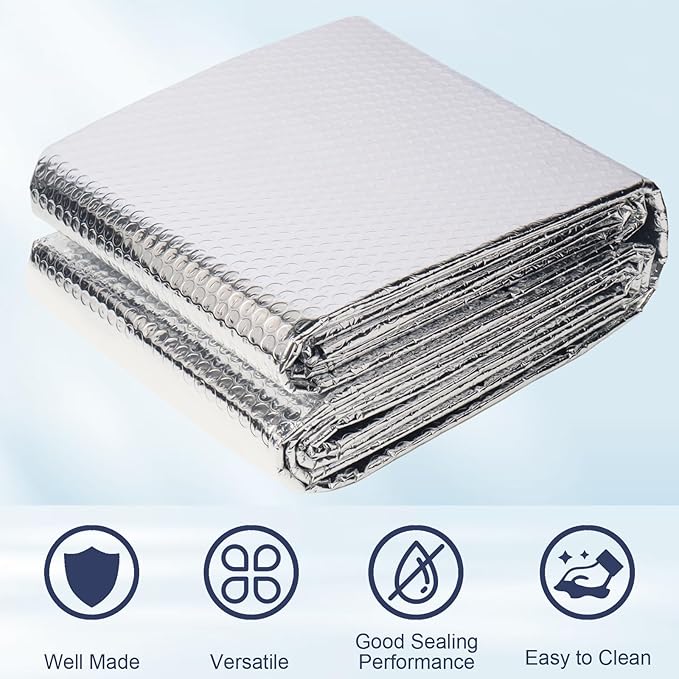 Double Reflective Bubble Foil Insulation Foam, 23.6IN X 15FT Aluminum Foil Thermal Insulation Radiant Barrier for Windows, Garage Door, RV, Roof