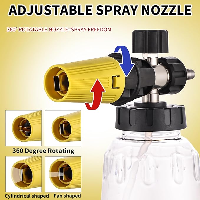 FENG PAI Pressure Washer Foam Cannon Gun Kit with Dual Connector Accessory, Car Wash Foam Gun for Car Washing and Cleaning, 1/4" Quick Connect with 7pcs Nozzles, Dual Adjustable Snow Foam Lance