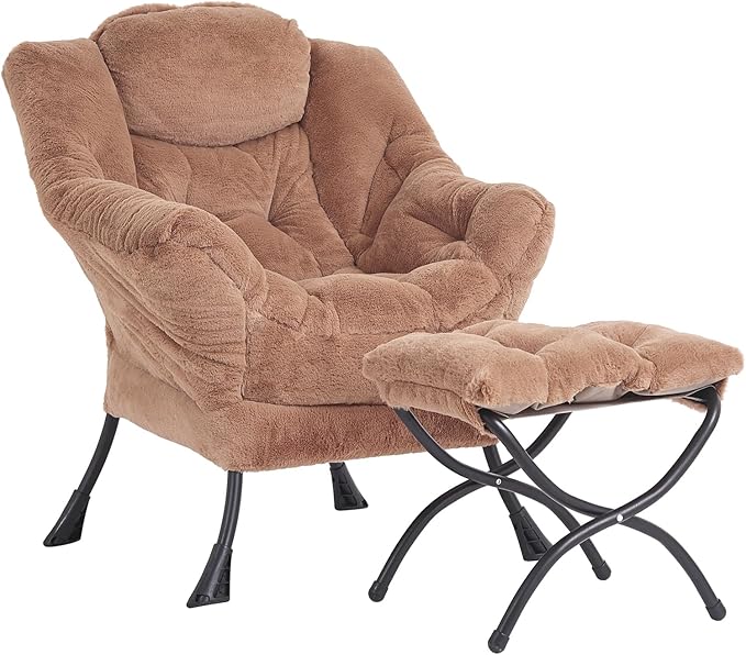 LITA Plush Brown Modern Accent Leisure Upholstered Sofa Chair, Lounge Reading Chair with Armrests and a Side Pocket for Living Room, Bedroom & Small Space, 28.5 x 25.5 x 37.4 inches