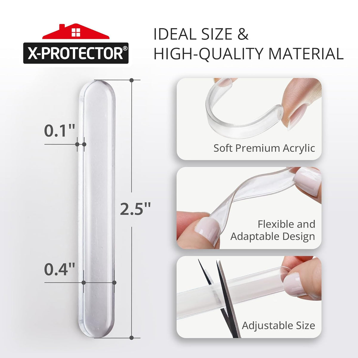 X-Protector Cabinet Door Bumper Strips - 40 PCS - Clear Door Silencer - Premium Cabinet Door Bumpers - Soft Door Slam Stopper - Multi-Purpose Bumpers for Cabinet Doors, Chair Backs, and More!