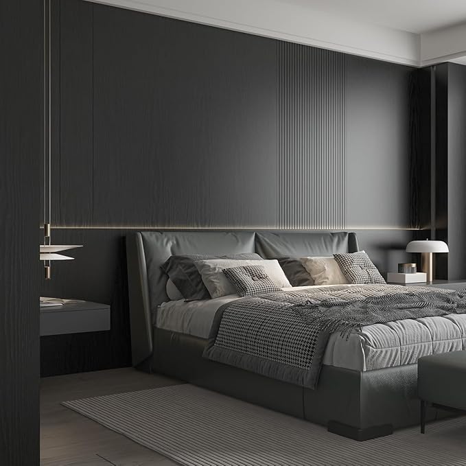 Abyssaly Black Wood Wallpaper 15.7 Inch X 196 Inch Peel and Stick Paper