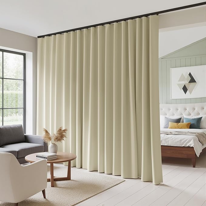 RYB HOME 100% Blackout Curtain for Sliding Glass Doors/Bedroom/Living Room