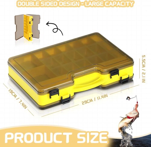 Fishing Tackle Box - Waterproof Organizer with Removable Dividers for Bait Storage