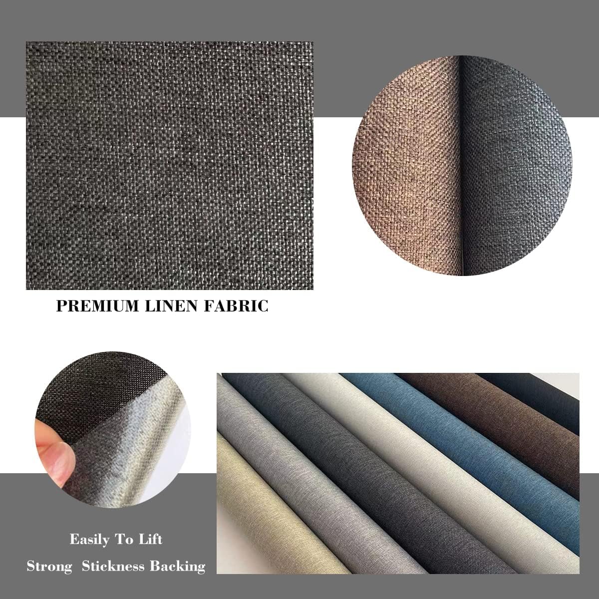 Fabric Repair Patches, 17X158 Inch Linen Repair Tape Self-Adhesive Fabric Patches Durable, DIY Large Linen Tape for Sofa, Couches, Furniture, Chair, Clothing （17X158 Inch, Grey）