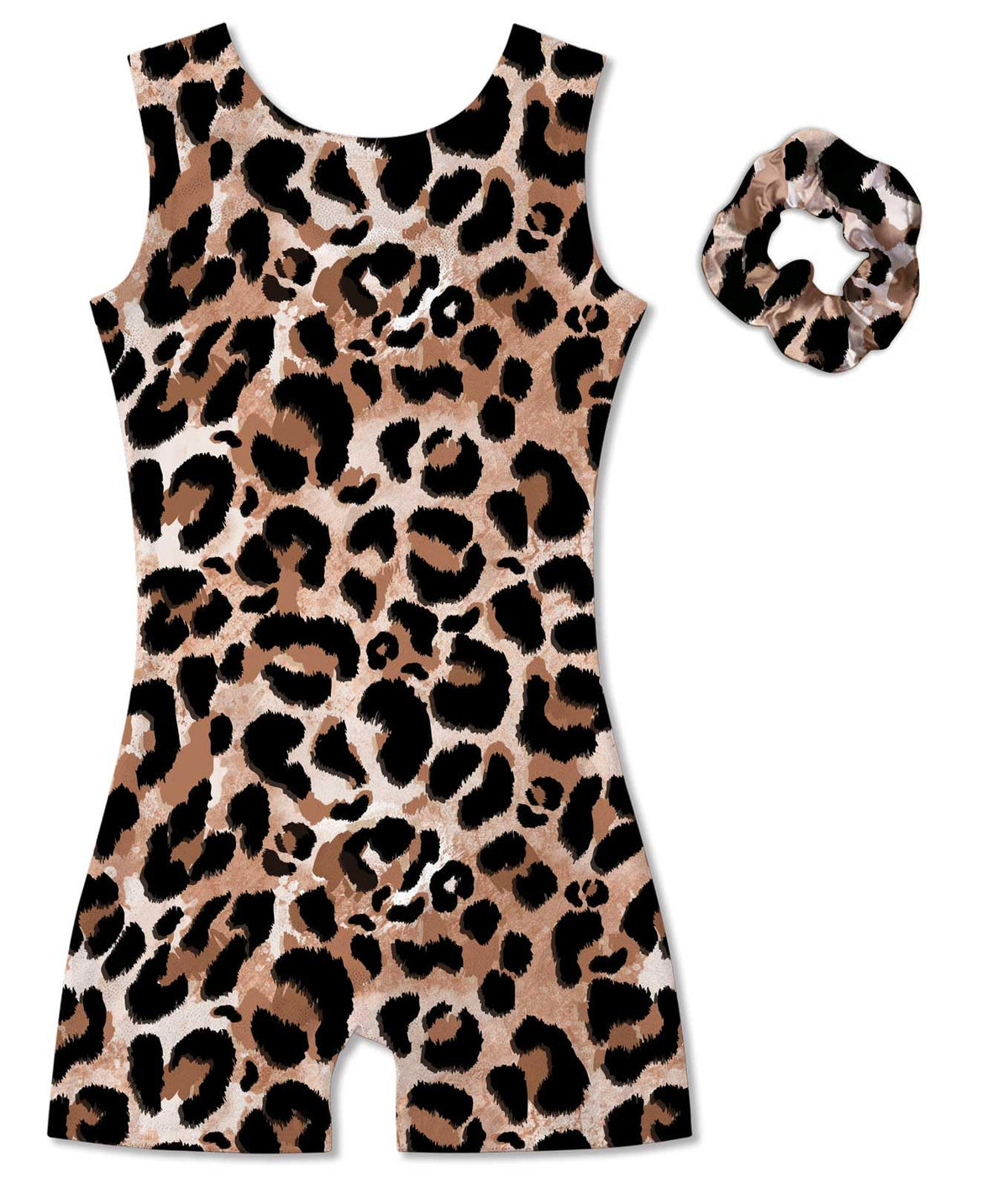 Vogseek Gymnastics Leotards for Girls Size 6 7 Brown Fashio Leopard Biketrad Sets with Hair Scrunchie Quick Dry Shiny Diamonds Classic Cute Girls Ballet Dancewear for Tumbling