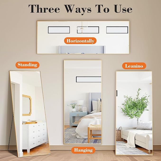 Sweetcrispy 65"x24" Full Length Mirror, Leaning or Standing Full Body Mirror