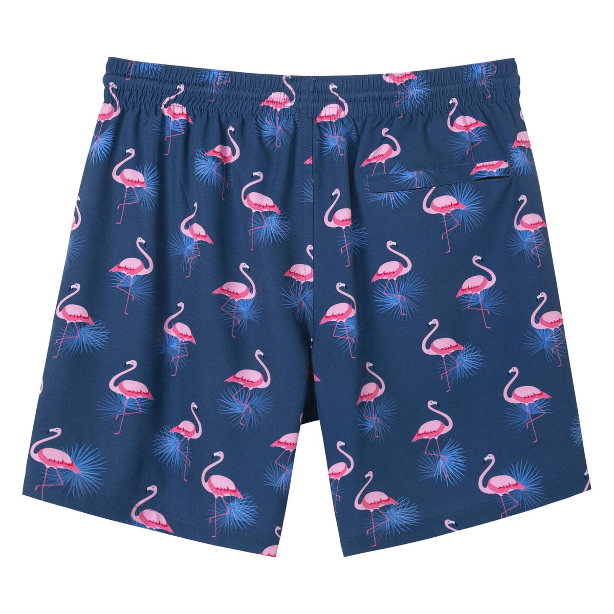 SURF CUZ Mens Swim Trunks with Compression Liner Quick Dry Swim Shorts 7" Swimming Trunks Stretch Zipper Pockets,Sunny Flamingos,L