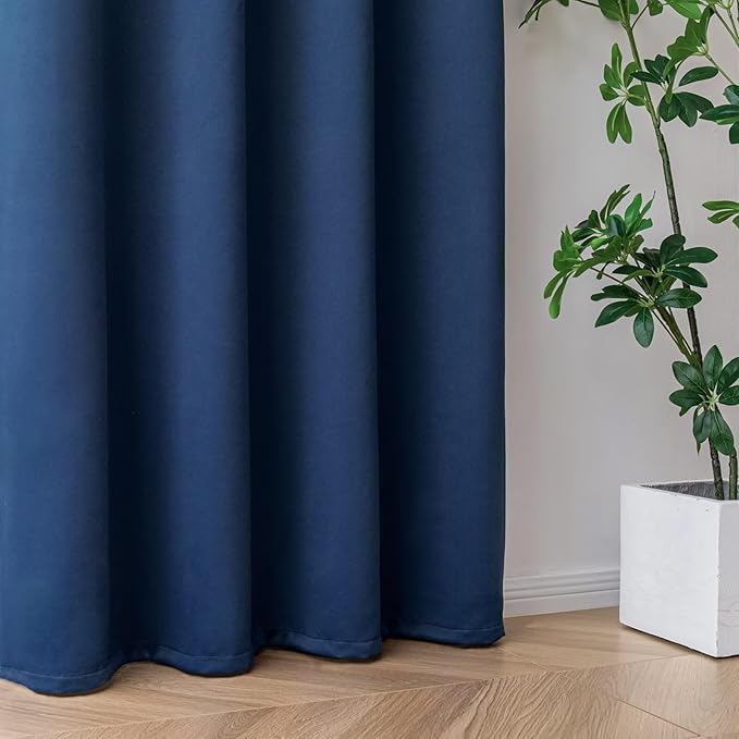 IGEMAEVE Navy Blue Blackout Curtains 96 Inch Length 2 Panels Set, Grommet