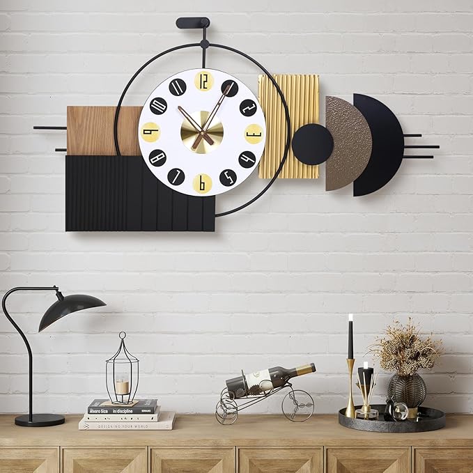 Luxury Modern Wall Clocks-Large Geometric Dial Wall Clock Battery Operated
