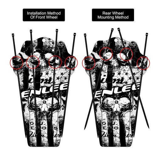 ENLEE 1PC Mountain Bike Fender - Lightweight Flexible MTB Mud Guard, Waterproof Fashionable Bicycle Mudguards, Universal Front and Rear 26", 27.5", 29" Plus Size and Fat Bike Wheel Sizes, Skull