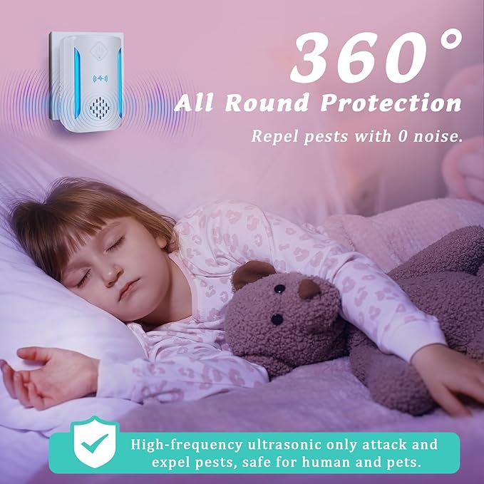 Ultrasonic Pest & Insect Repeller, Upgraded Indoor Ultrasonic Repellent for Mosquitoes, Roaches, Flies, Mouse, Geckos, Spiders, Electronic Plug in Pest Control, 2 Mode Switching (5)