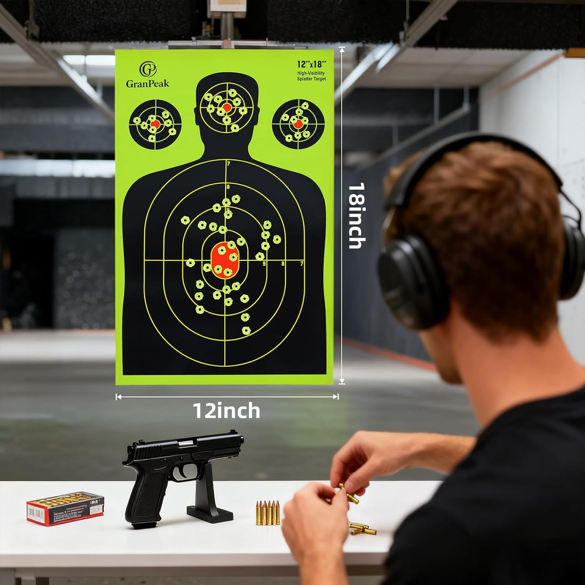 Silhouette Splatter Targets - Adhesive Shooting Targets | Bright Fluorescent Yellow - 12 x 18 Inch