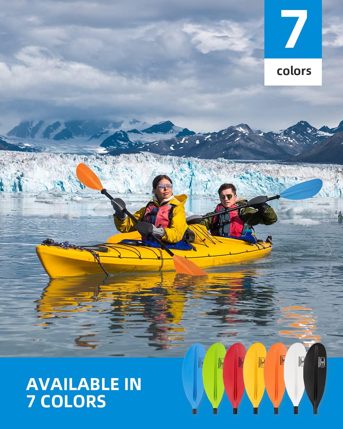 OCEANBROAD Kayak Paddle - Lightweight Alloy Shaft | 86in, 90.5in, 95in Sizes with Paddle Leash