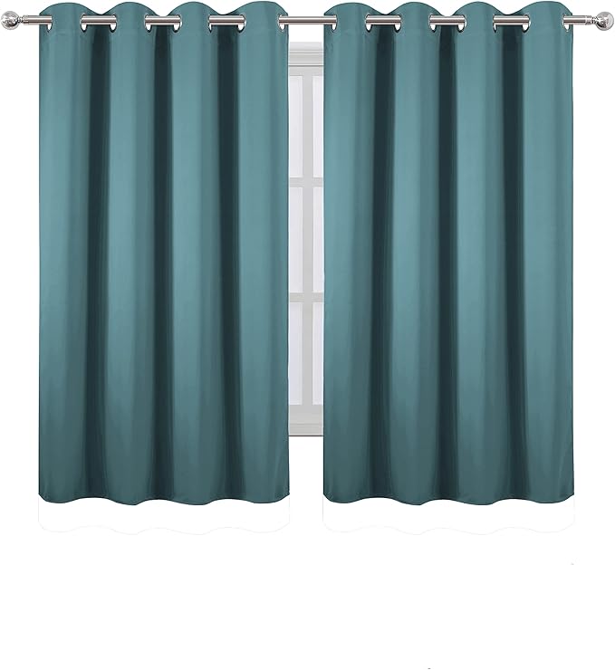 LEMOMO Sea Teal Thermal Blackout Curtains/52 x 54 Inch/Set of 2 Panels Room