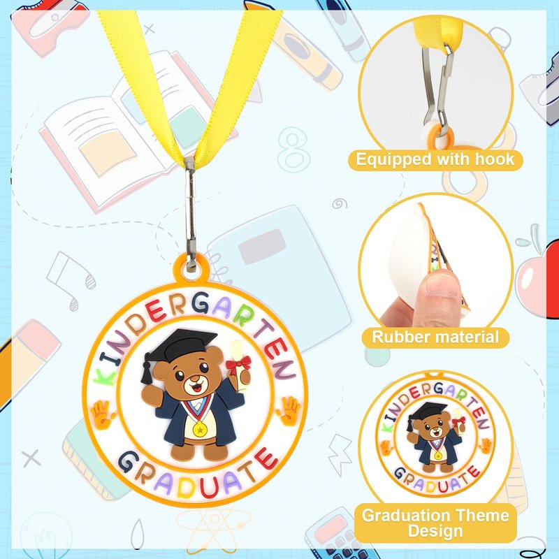 Hedeey Kindergarten Graduation Medal for Kids Preschool Pre-k Graduation Award Medals with Neck Ribbon for School Student Graduation Party Gifts Favors(24 Pcs, 2 Inch)