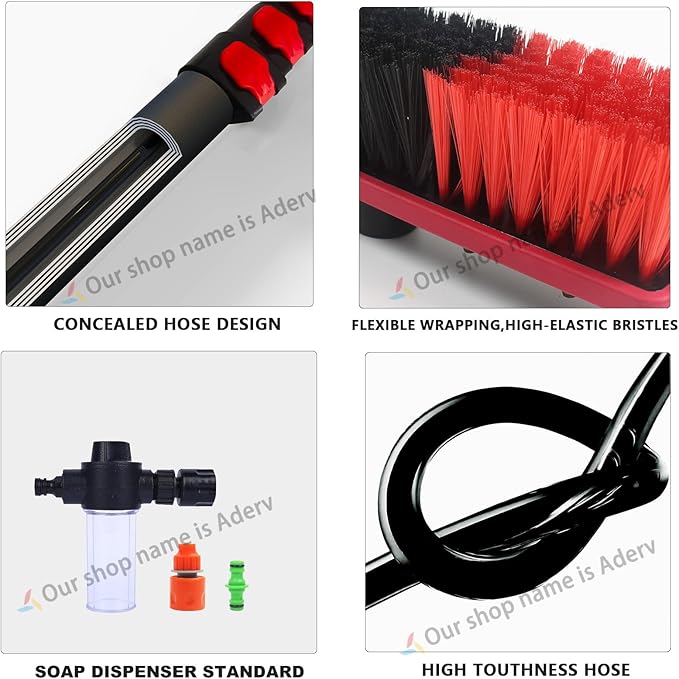 Washing Kit, Water-fed Brush W/Soap Dispenser, 3.6-6M Window Cleaning Pole, Water Fed Telescopic Brush,Window Cleaner Equipment,Extendable Solar Panel Washing Equipmen (55cm Brush Head,6M)