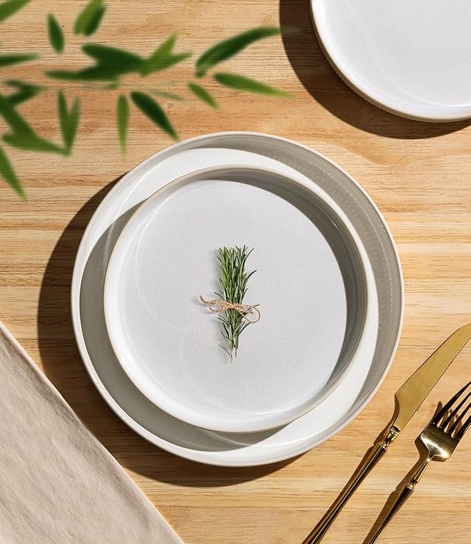 TheTerra Ceramic Dinnerware Sets for 4, 12 Pieces Porcelain Lightweight Plates and Bowls Sets, Scratch Resistant Dish Set, Oven & Microwave & Dishwasher Safe
