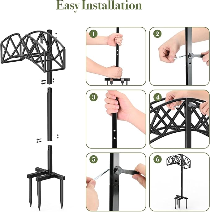 Winpull Garden Hose Holder Detachable Heavy Duty Metal Water Hose Hanger, Freestanding Hose Storage Stand Rack for Outside (Black)