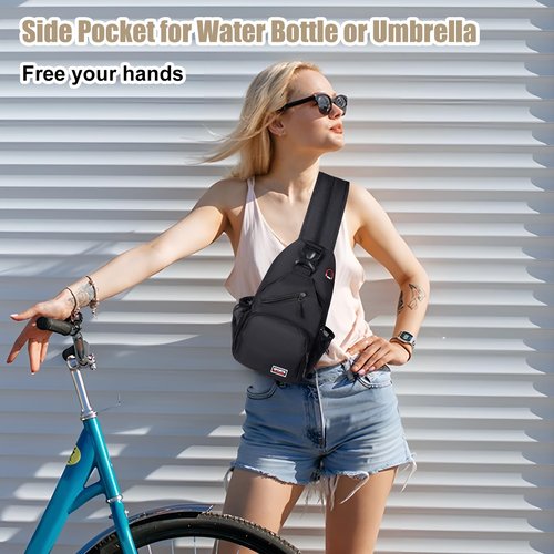 Geestock Crossbody Sling Bag for Men & Women, 2-1 Small Backpack Convertible Sling Backpack Waterproof Shoulder Chest Bag for Daypack Travel Hiking (Black)
