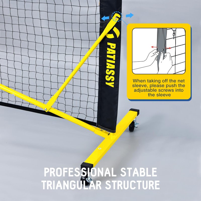 Patiassy Tournament-Grade Pickleball Net, IFP/USAPA Standards Regulation Size, Rust-Resistant Aluminum Frame with Tension System for Semi-Permanent or Mobile Use Blue