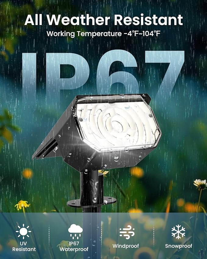 Solar Spot Lights Outdoor Waterproof IP67, 6 Lighting Modes 60 LED, Landscape Spotlights for Tree Yard Garden House Driveway Pathway（2 Pack）